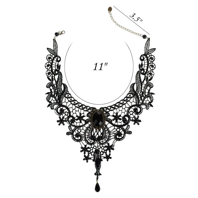 Gothic Necklace / Zinc Alloy Handmade Lace Necklace