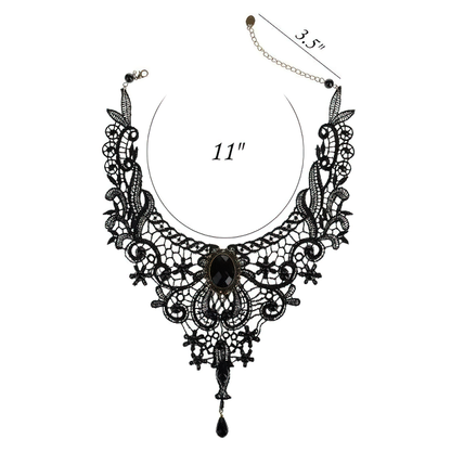 Gothic Necklace / Zinc Alloy Handmade Lace Necklace