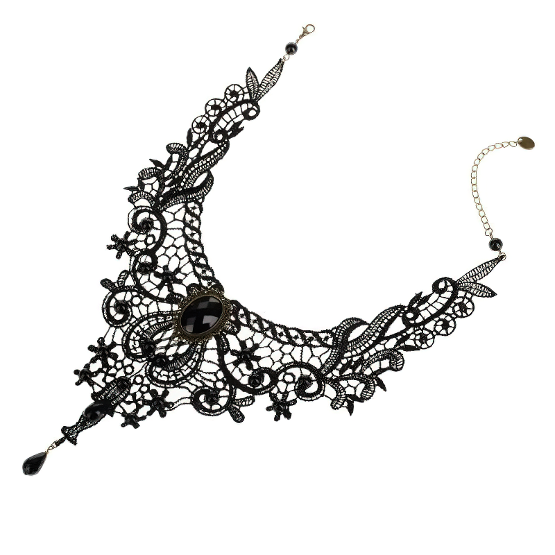 Gothic Necklace / Zinc Alloy Handmade Lace Necklace