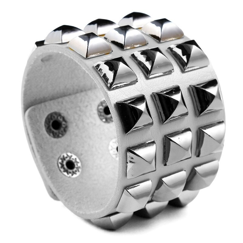 Leather Bracelet and / Wide Cuff Bracelet in Punk Rock Style