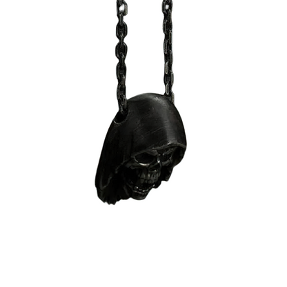 Pendant Skeleton Skull in Hood / Stainless Steel Necklace / Goth Jewelry