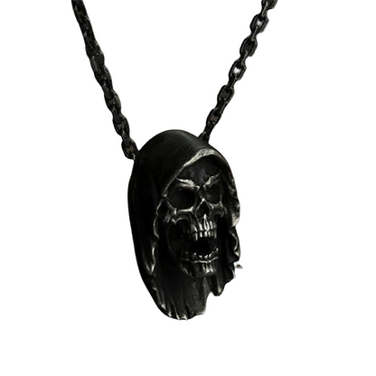 Pendant Skeleton Skull in Hood / Stainless Steel Necklace / Goth Jewelry
