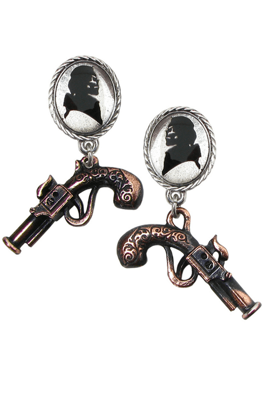 Pirate Gun and Cameo Silhouette Earrings