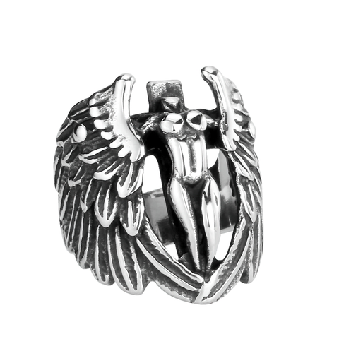 Ring of Winged Feather Angle / Gothic Stylish Stainless Steel Accessories