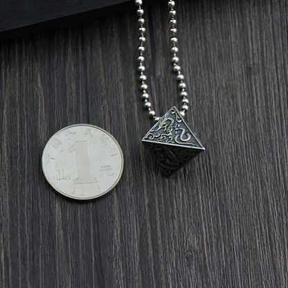Silver Pendant in Form Pyramid With Animals / Jewelry of Thai Silver S925