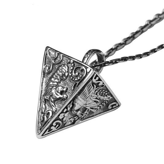 Silver Pendant in Form Pyramid With Animals / Jewelry of Thai Silver S925