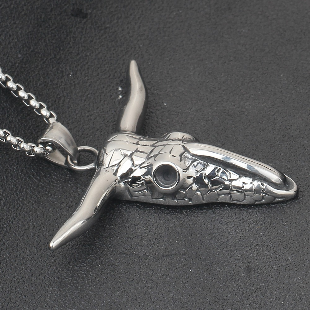 Stainless Steel Bull Head Shape Pendant Necklace / Alternative Fashhion Jewelry
