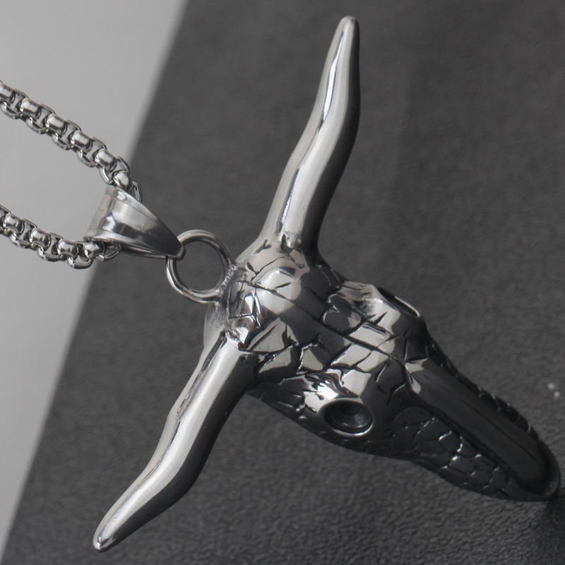 Stainless Steel Bull Head Shape Pendant Necklace / Alternative Fashhion Jewelry
