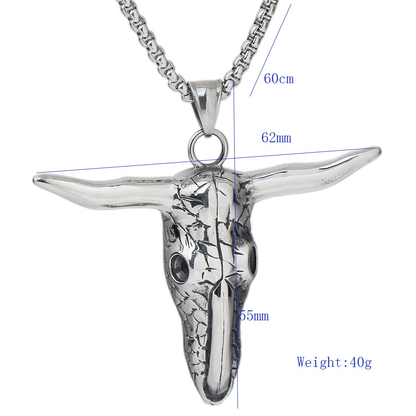 Stainless Steel Bull Head Shape Pendant Necklace / Alternative Fashhion Jewelry
