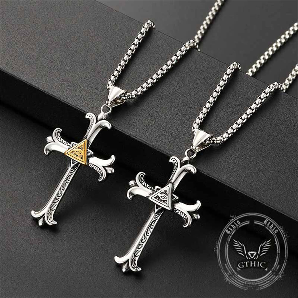 All-seeing Eye Cross Stainless Steel Pendant