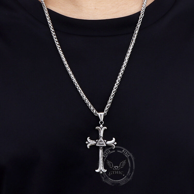 All-seeing Eye Cross Stainless Steel Pendant