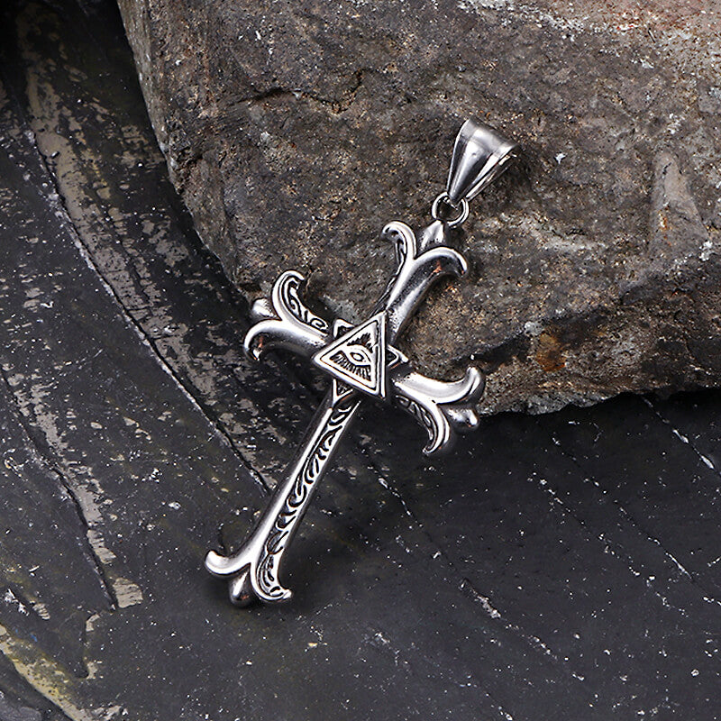 All-seeing Eye Cross Stainless Steel Pendant
