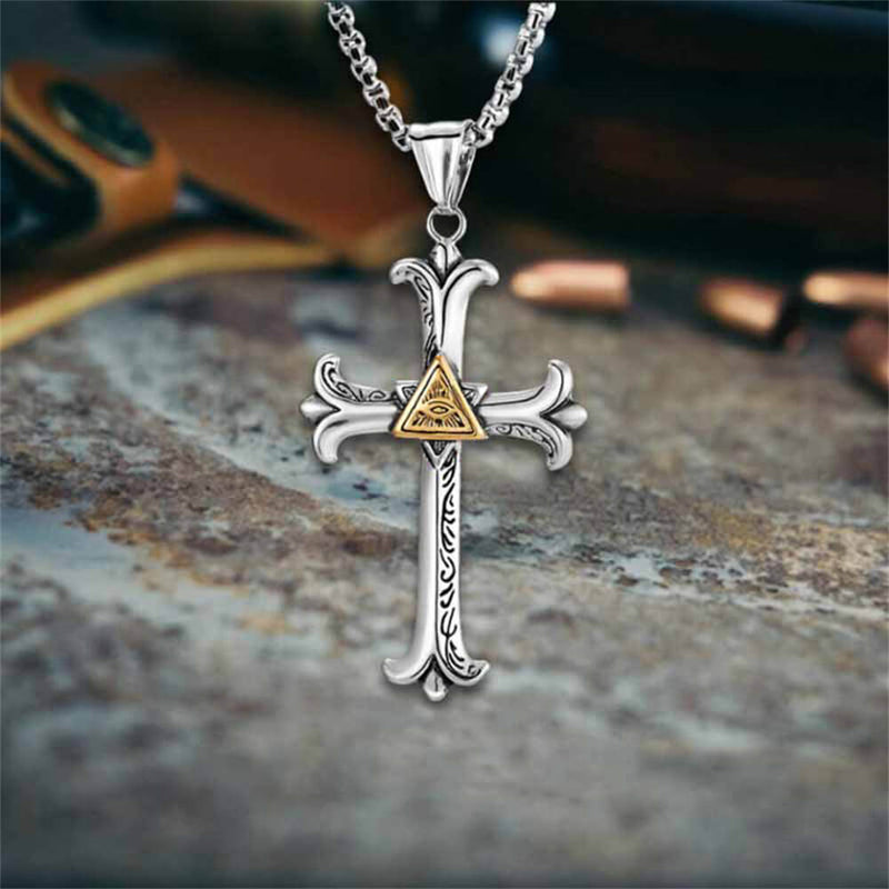 All-seeing Eye Cross Stainless Steel Pendant