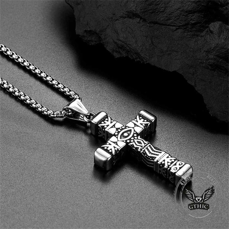 All-seeing Eye Stainless Steel Cross Pendant