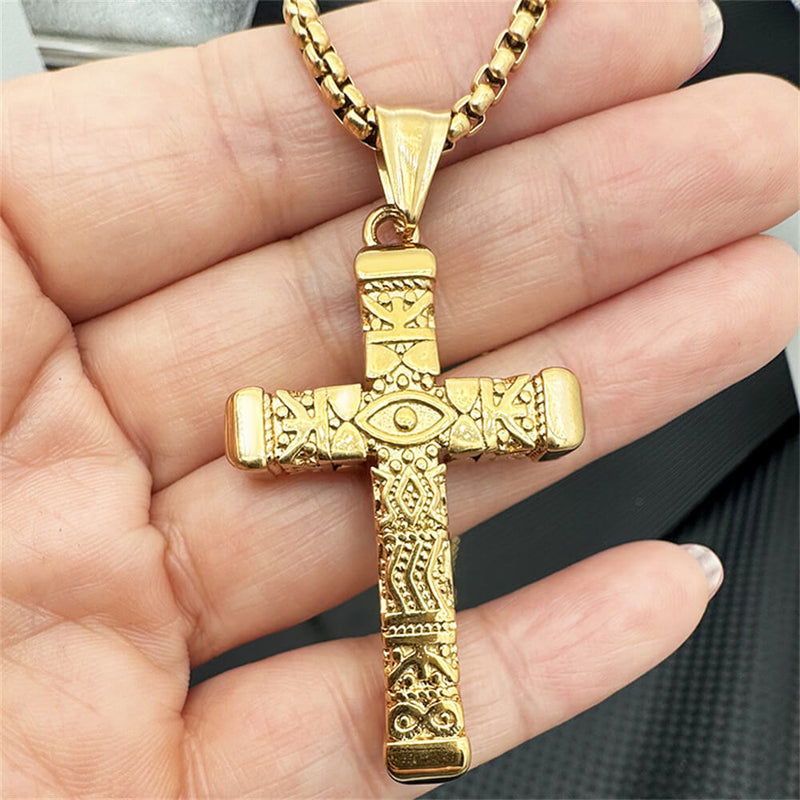 All-seeing Eye Stainless Steel Cross Pendant