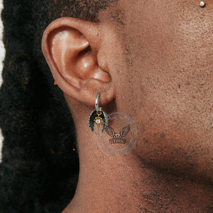 Angel Wing Cross Star Stainless Steel Earrings