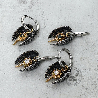 Angel Wing Cross Star Stainless Steel Earrings