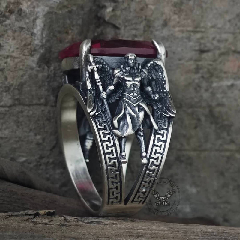 Archangel Michael Wings Gem Sterling Silver Ring