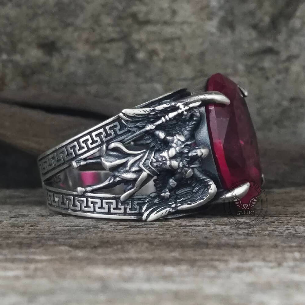 Archangel Michael Wings Gem Sterling Silver Ring