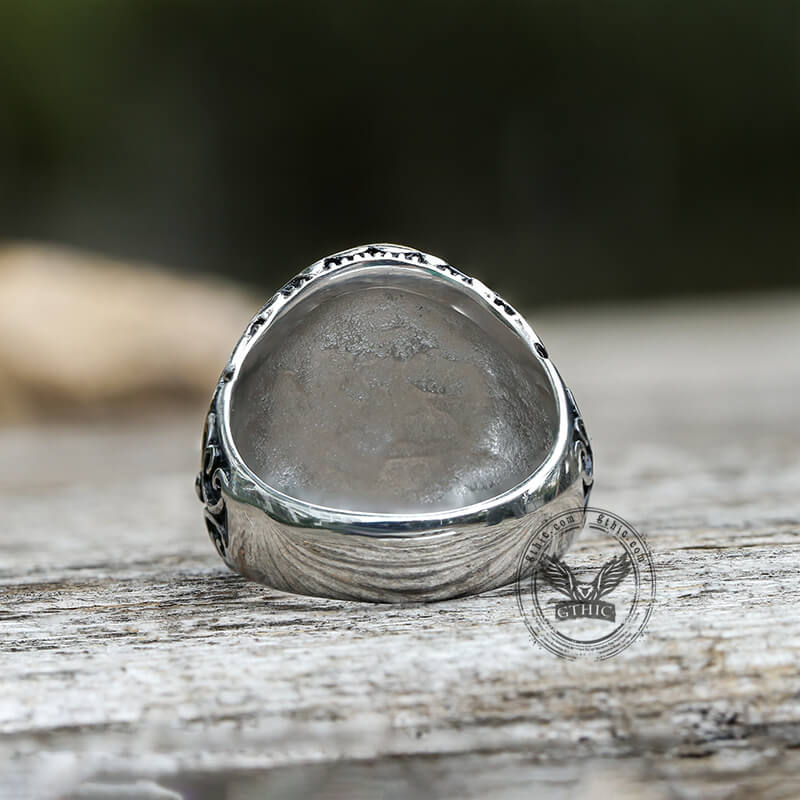 Black Stone Stainless Steel Gemstone Ring