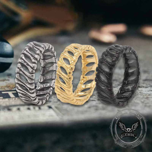 Bones Splicing Hollow Stainless Steel Ring