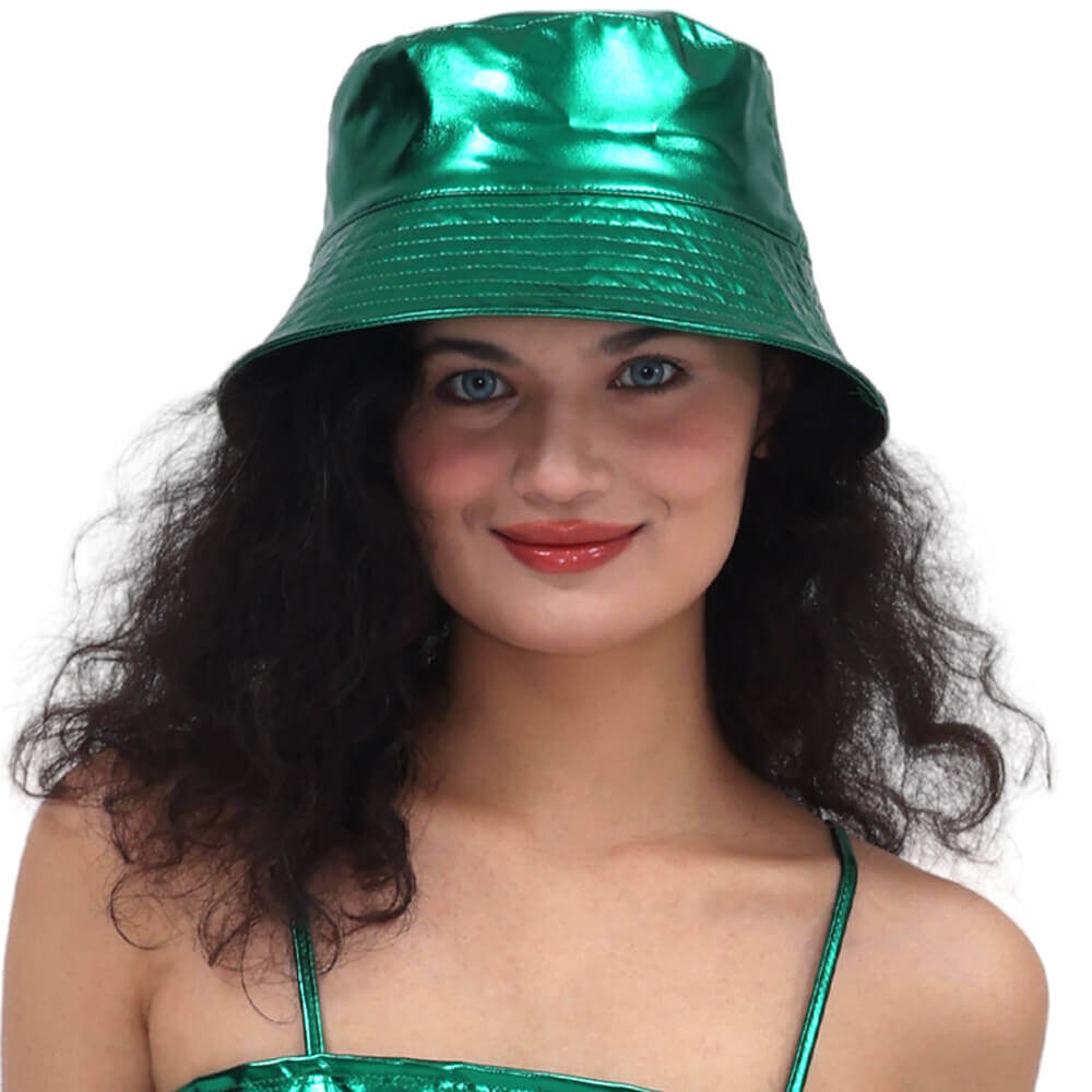 British Patent Leather Small Brim Bucket Hat