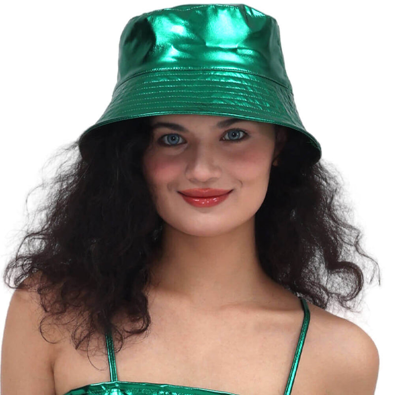British Patent Leather Small Brim Bucket Hat