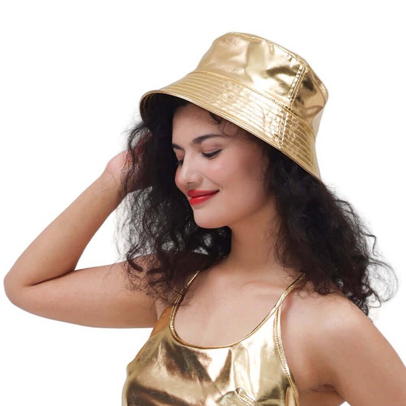 British Patent Leather Small Brim Bucket Hat