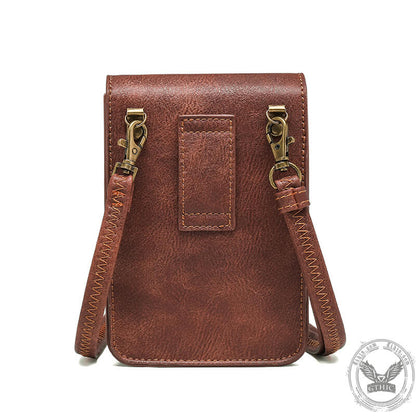 Brown Turquoise Inlaid Leather Bag
