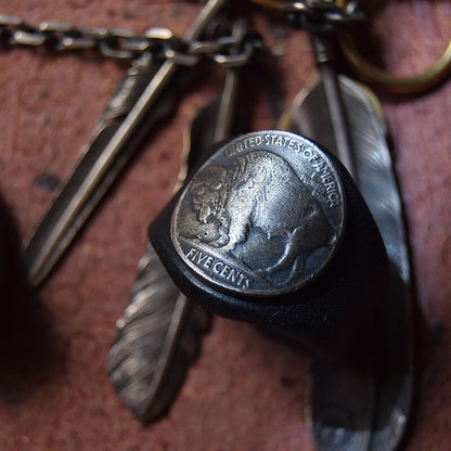 Buffalo Nickel Leather Scarf Ring