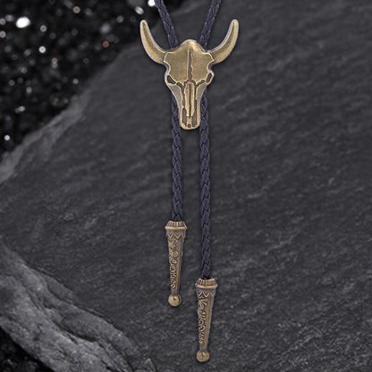 Bull Skull Western Cowboy Alloy Bolo Tie