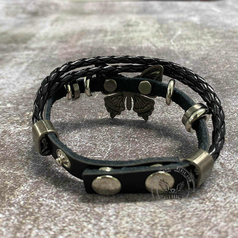 Butterfly Alloy Leather Bracelet