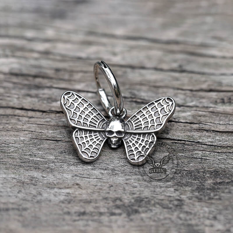Butterfly Skull Stainless Steel Hoop Earrings