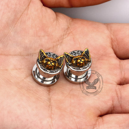Cat Head Stainless Steel Ear Gauges