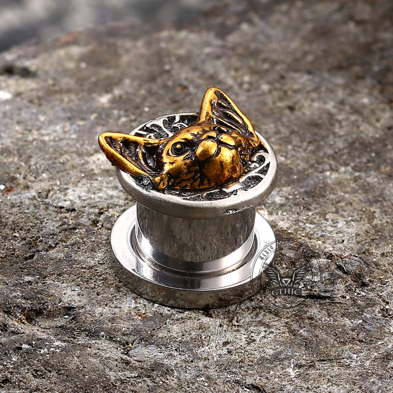 Cat Head Stainless Steel Ear Gauges