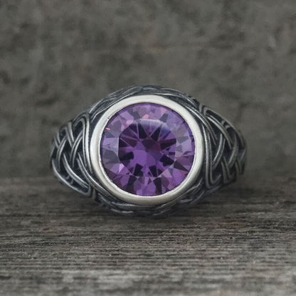 Celtic Knot Gemstone Sterling Silver Ring