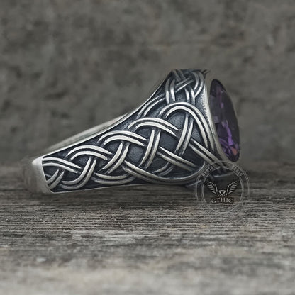 Celtic Knot Gemstone Sterling Silver Ring