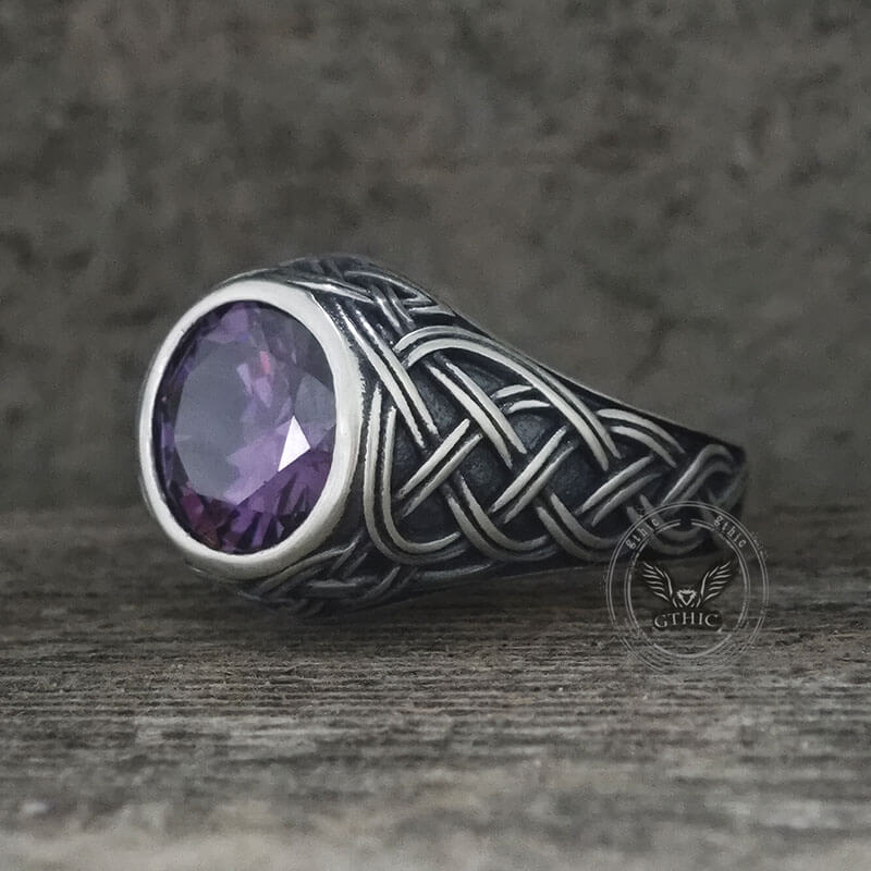 Celtic Knot Gemstone Sterling Silver Ring