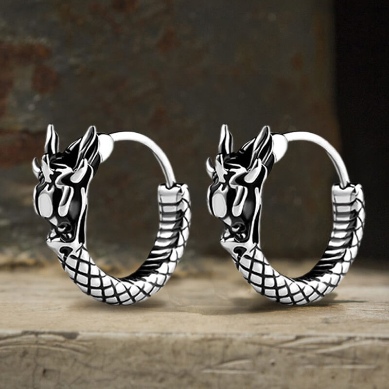Chinese Dragon Design Stainless Steel Earrings