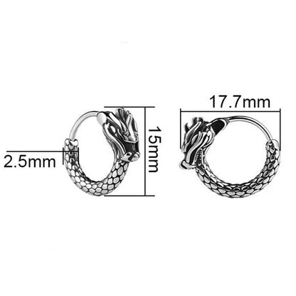 Chinese Dragon Design Stainless Steel Earrings