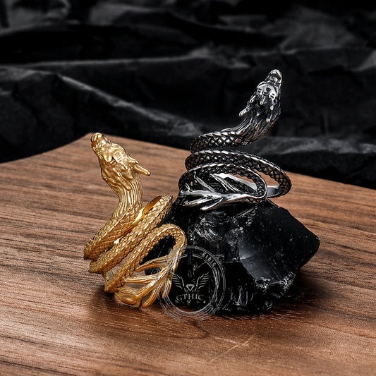 Coiled Chinese Dragon Stainless Steel Ring