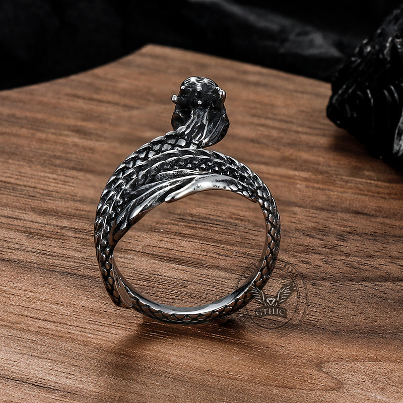 Coiled Chinese Dragon Stainless Steel Ring