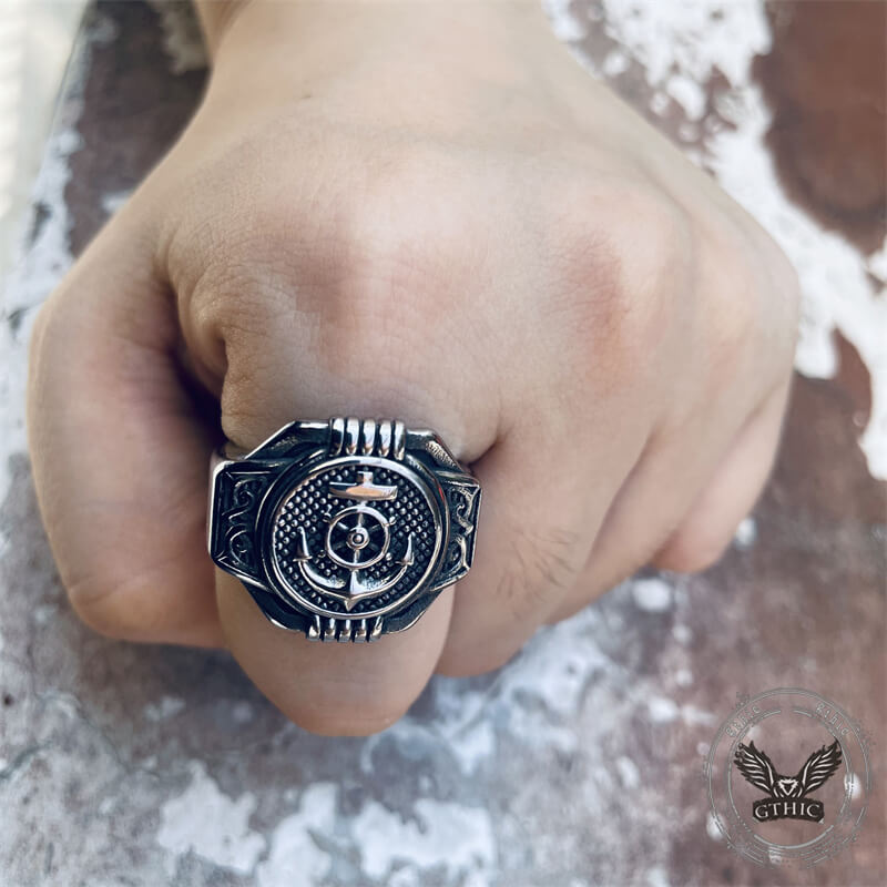 Compass Anchor Stainless Steel Marine Ring