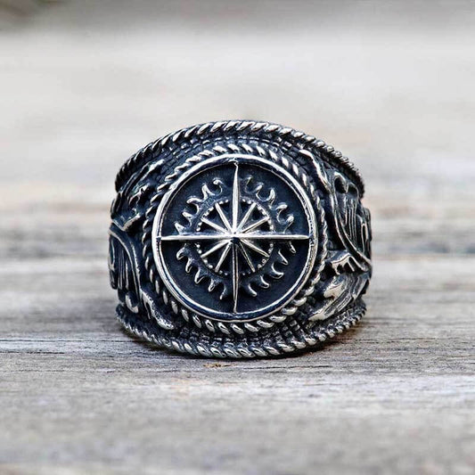 Compass Stainless Steel Marine Ring