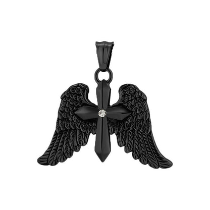 Cross Angel Wings Stainless Steel Pendant