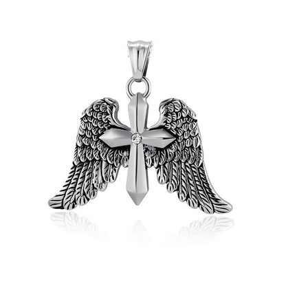 Cross Angel Wings Stainless Steel Pendant
