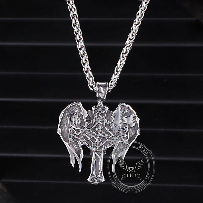 Cross Archangel Wing Amulet Stainless Steel Pendant