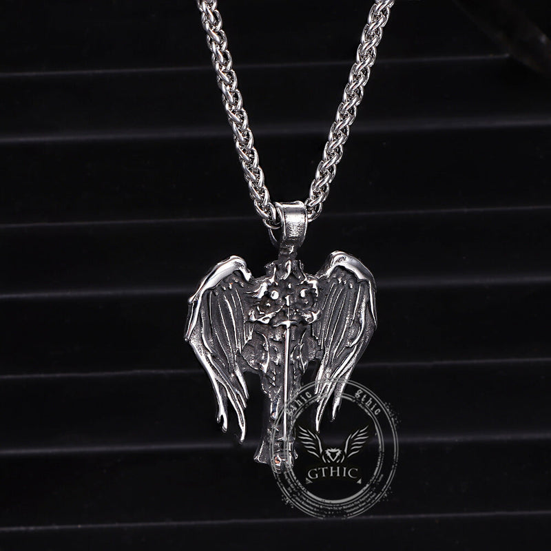 Cross Archangel Wing Amulet Stainless Steel Pendant