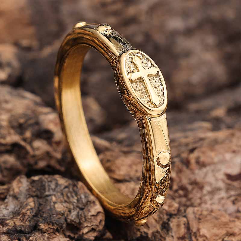 Cross Pattern Stainless Steel Christian Ring