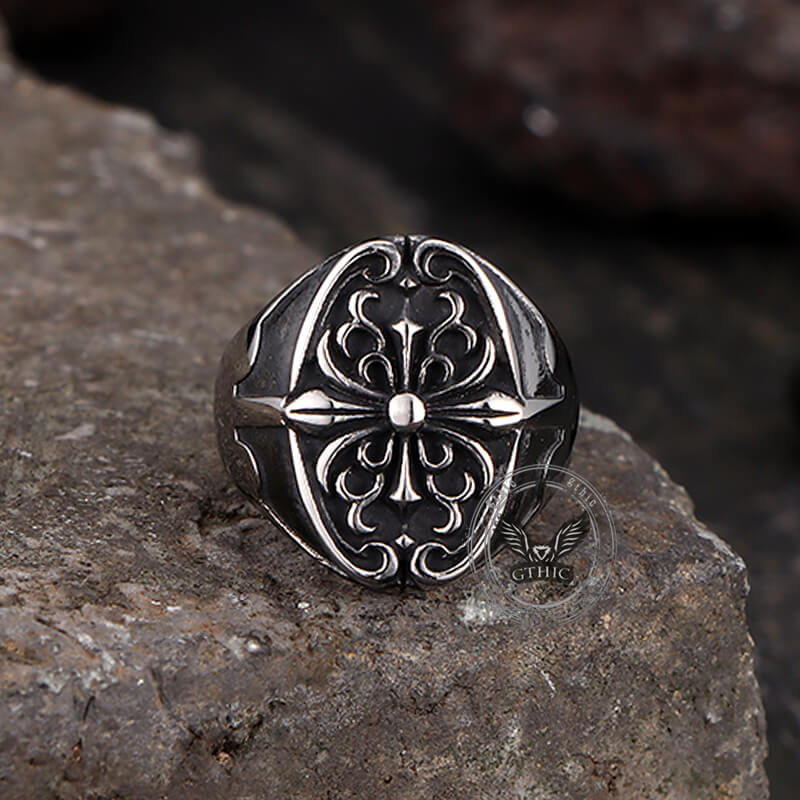 Cross Pattern Stainless Steel Punk Ring